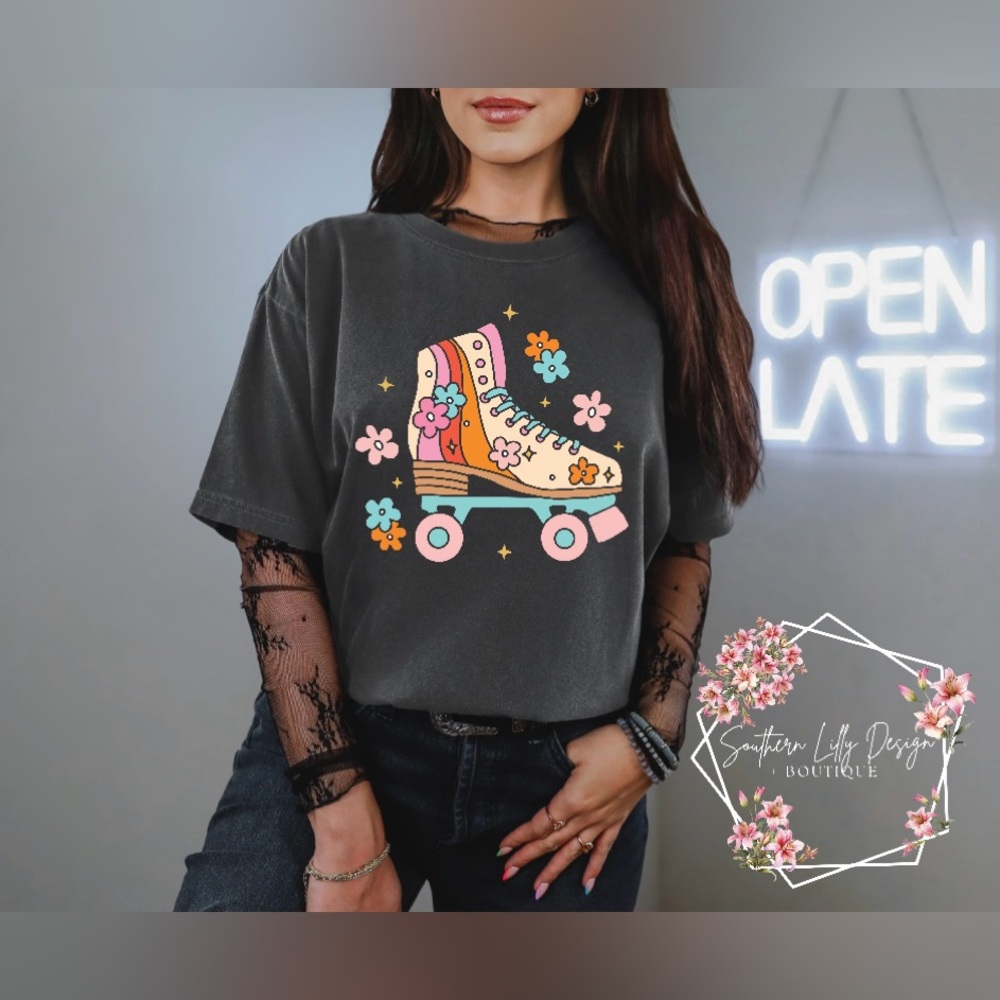 Roller Skate Color Doodle Comfort Colors T-Shirt